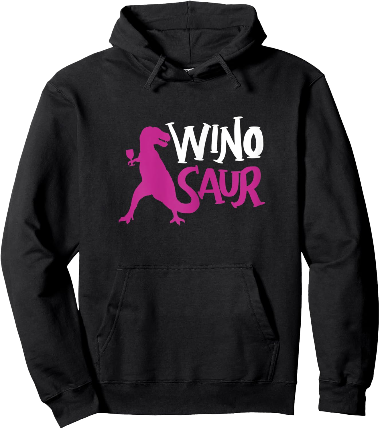 WinoSaur Wino-Saur - Funny Dinosaur Drinking Hoodie - Hoodie | Black
