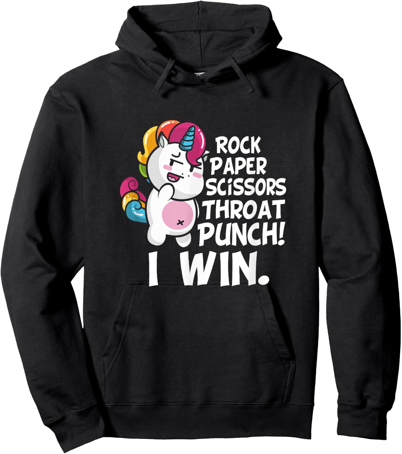 Rock Paper Scissors Throat Punch I Win Unicorn Outfit Hoodie - Hoodie | Black