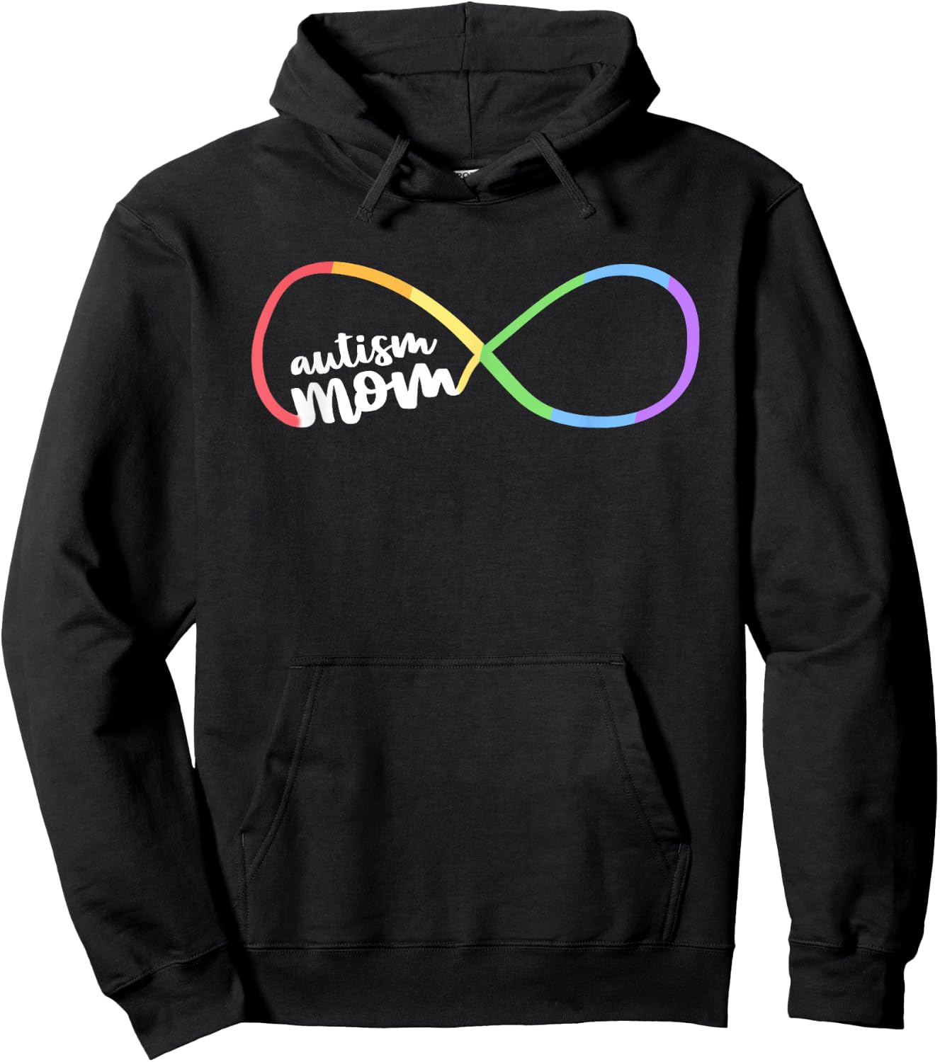 Family Autism Awareness Mom Rainbow Infinity Symbol Hoodie - Hoodie | Black