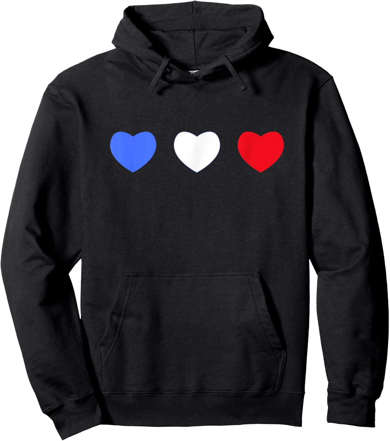 France cœurs tricolores drapeau bleu blanc rouge Hoodie - Hoodie | Black