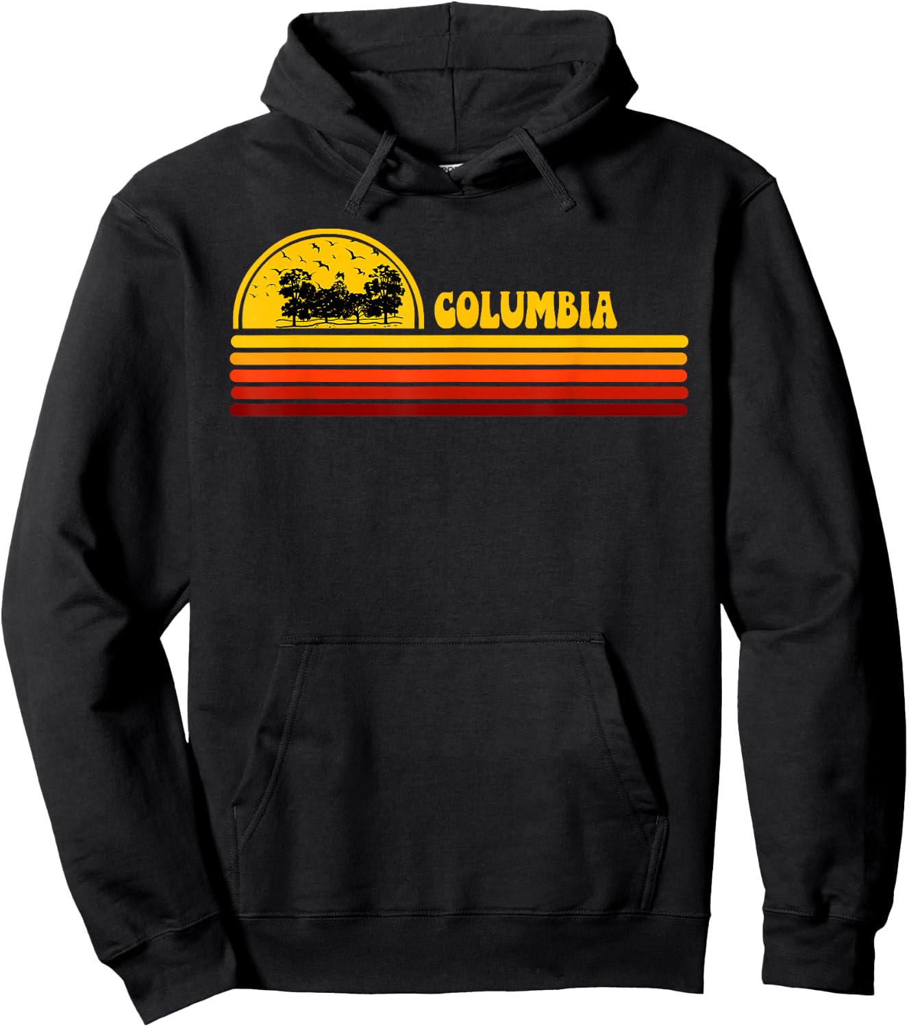 Columbia Vintage Sunset Logo Retro City , black Hoodie - Hoodie | Black