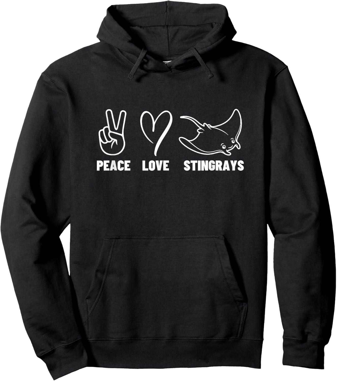 Peace Love Stingrays Men Women Cute Stingray Hoodie - Hoodie | Black