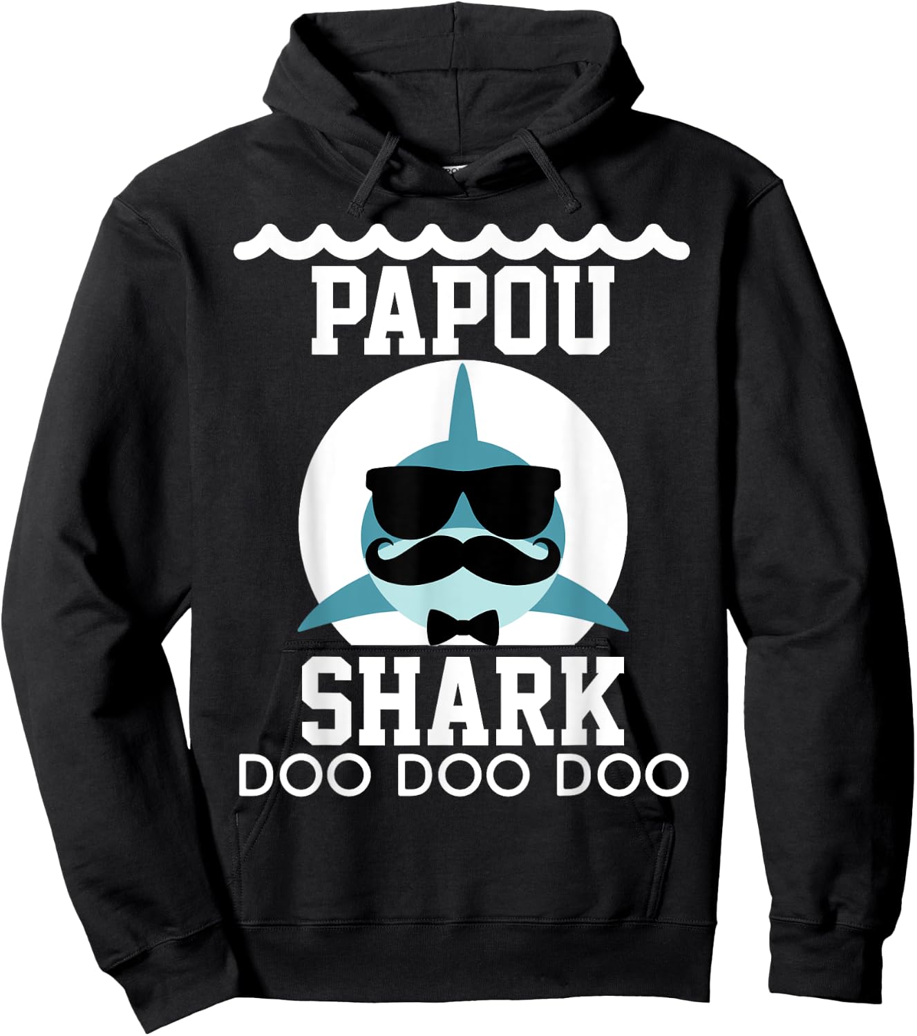 Papou Shark shirt Matching Family Shirts Shark Hoodie - Hoodie | Black