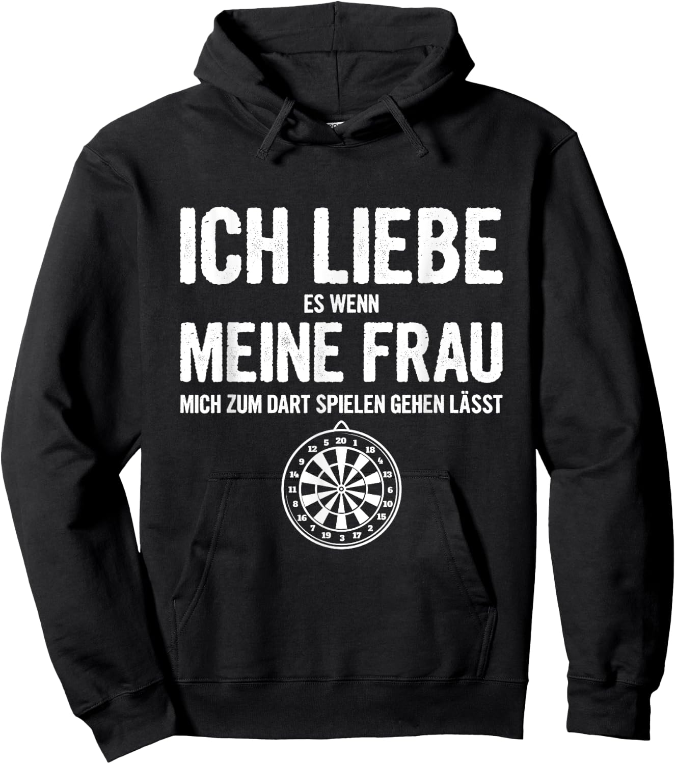Men's with German Text "Ich Liebe Es Wenn Meine Frau Mich Dart Spielen" (Ich Liebe Es Wenn Meine Frau, black Hoodie - Hoodie | Black