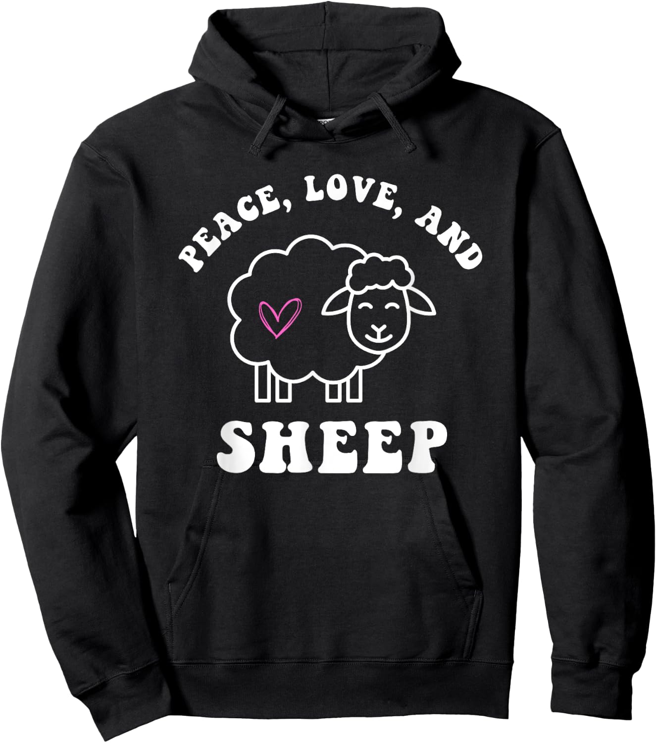 Peace Love and Sheep Cute Farm Animal Women's and Girls Hoodie - Hoodie | Black