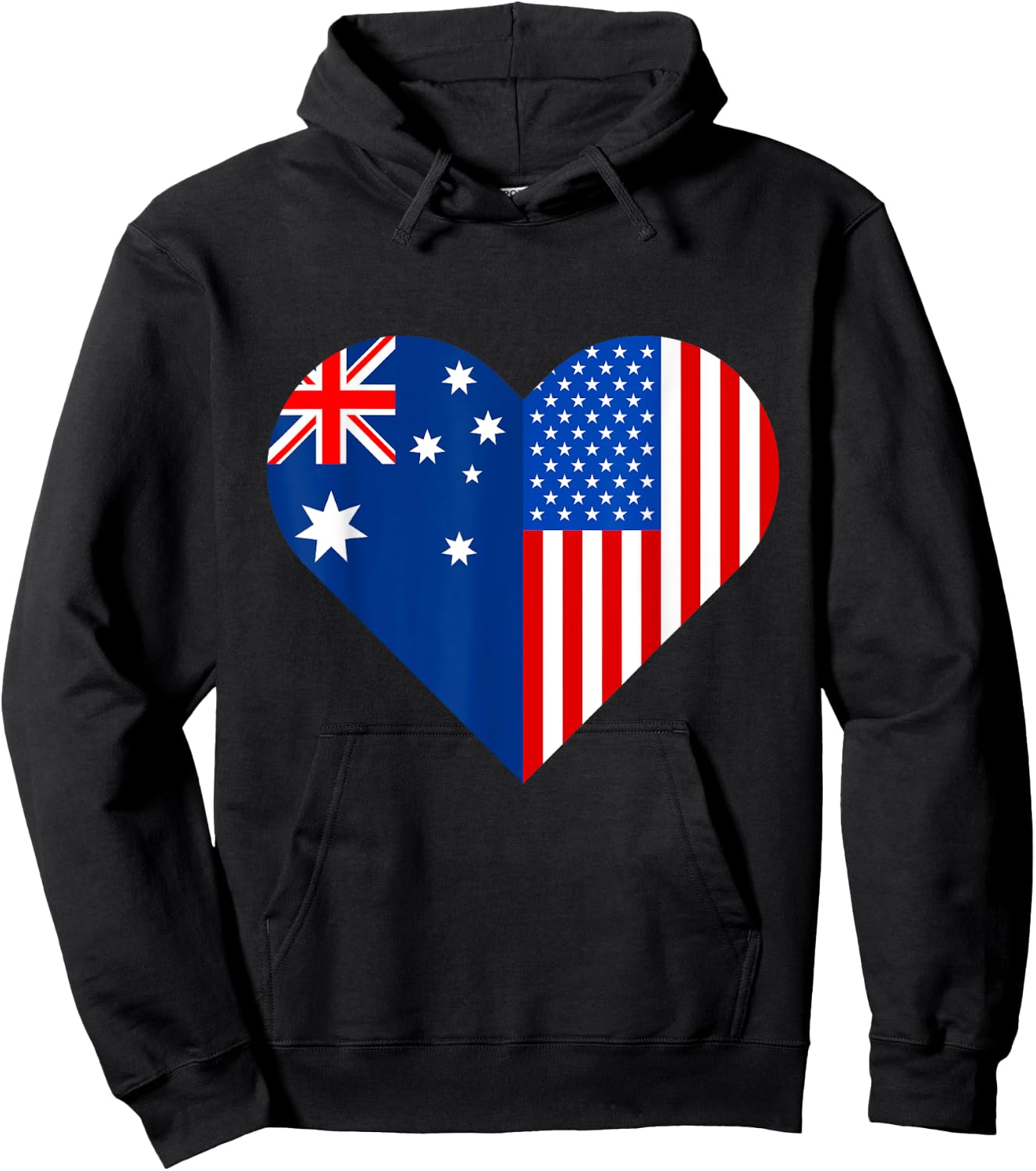 USA Australia Flag Shape Matching Couple Aussie Men Women Hoodie - Hoodie | Black