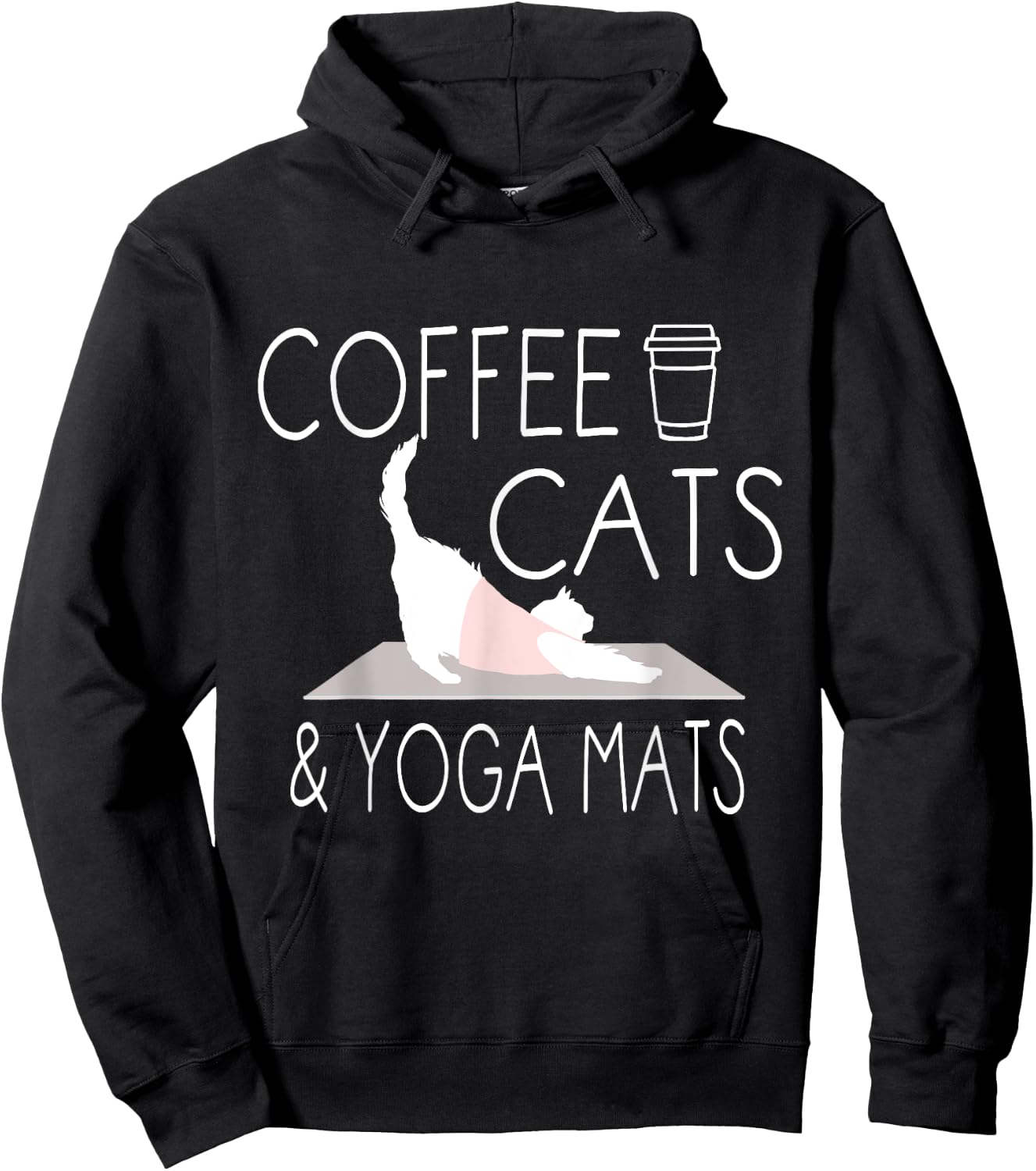 Coffee, Cats & Yoga Mats - Funny Gifts for Yoga Instructor Hoodie - Hoodie | Black