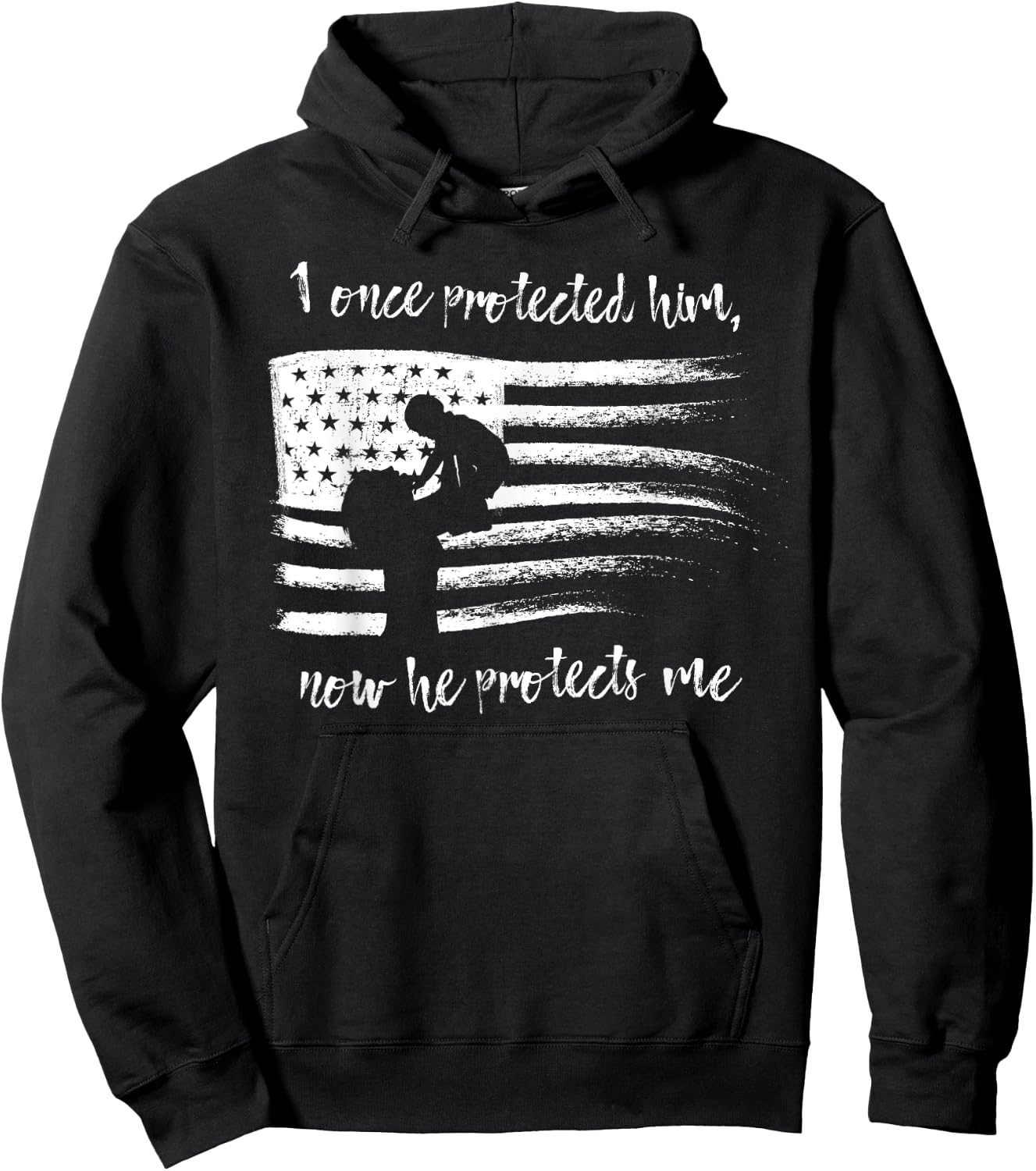 I Once Protected Him Now He Protects Me Military Mom Shirt Hoodie - Hoodie | Black