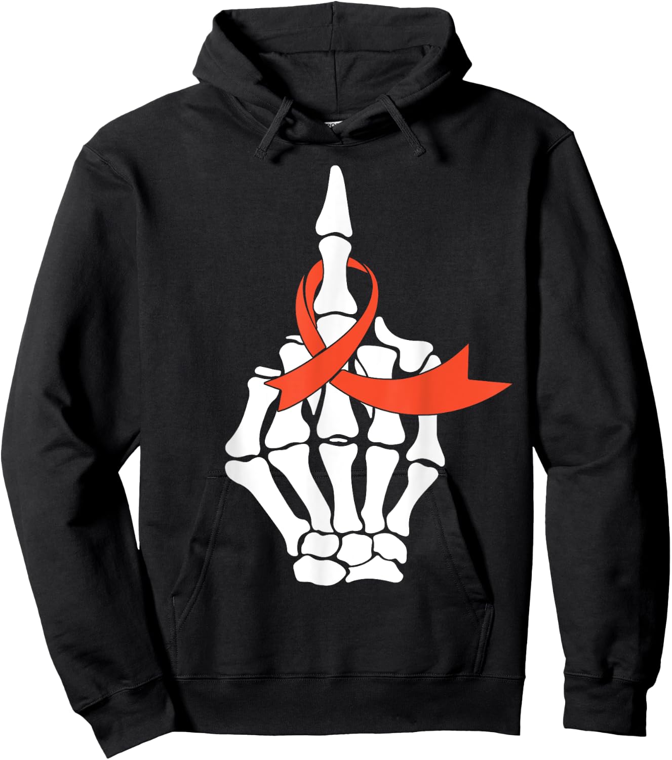 Fuck Kidney Cancer Awareness Middle Finger Orange Ribbon Hoodie - Hoodie | Black