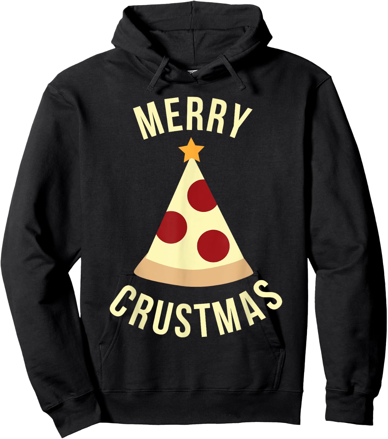 Funny Christmas Shirt Merry Crustmas Pizza Holiday Gift Hoodie - Hoodie | Black