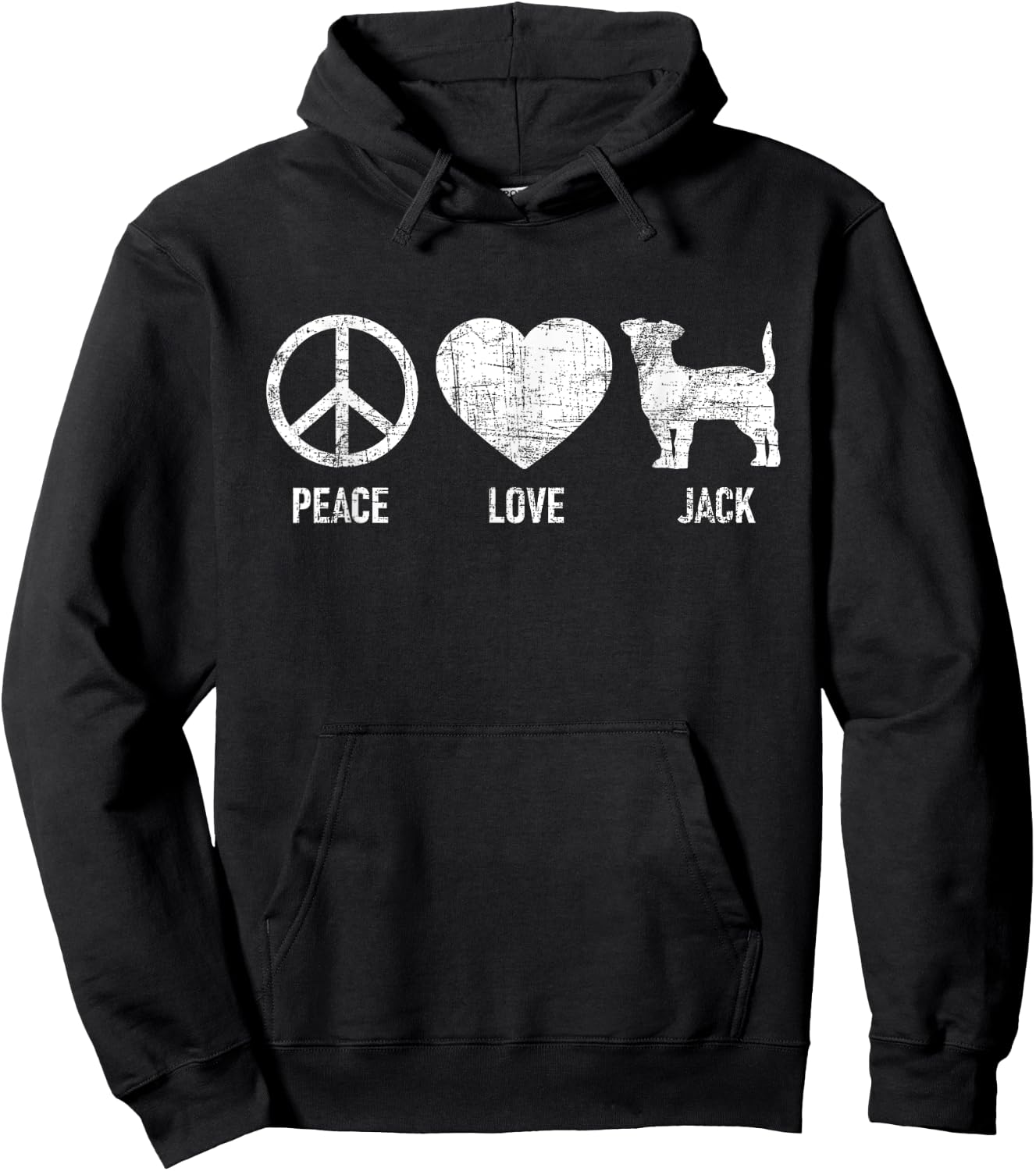 Peace Love Jack - Dog Lover Animal Whisperer Puppy Men Women Girls Kids Hoodie - Hoodie | Black