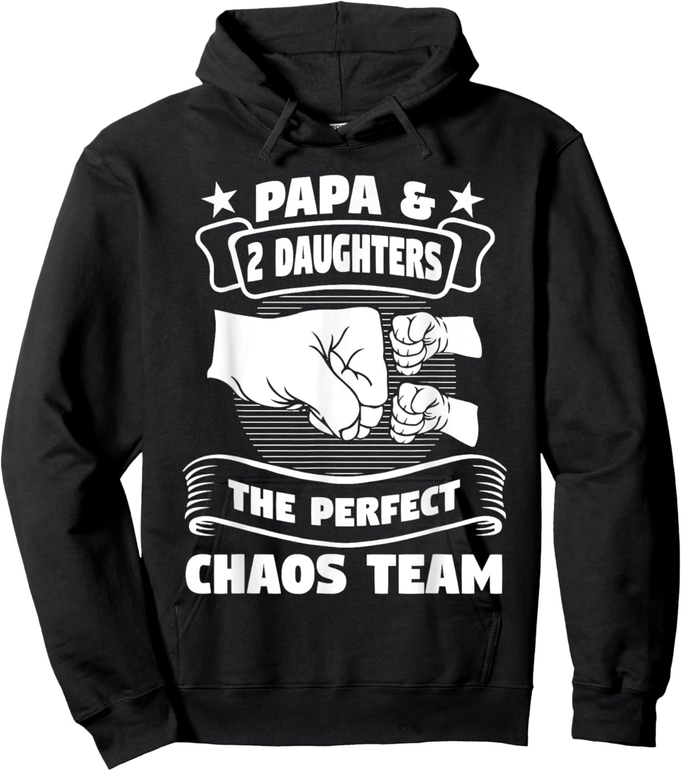 Dad and 2 daughters, the perfect grandfather of the team of chaos , Black, S Hoodie - Hoodie | Black