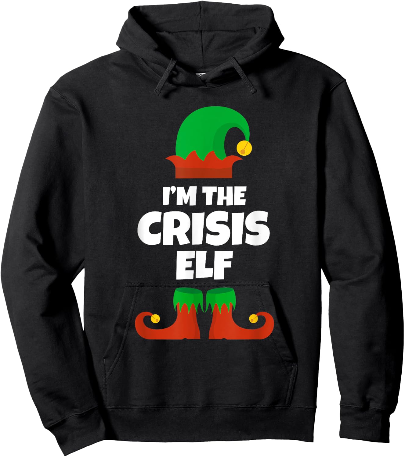 I'm The Crisis Elf Family Pajama Christmas Funny Mid-Life Hoodie - Hoodie | Black