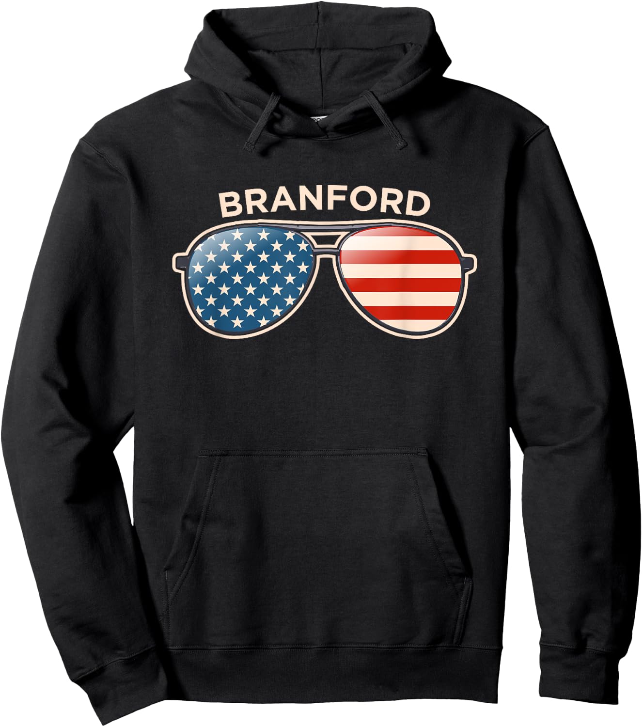 Branford, CT Vintage US Flag Sunglasses Hoodie - Hoodie | Black