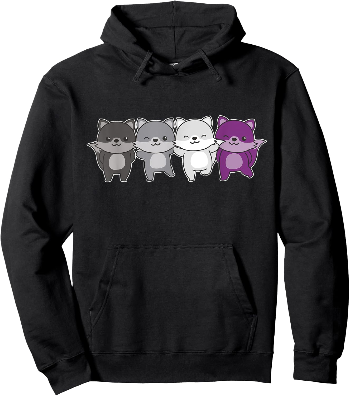 Asexual Flag Pride Lgbtq Asexual Fox Hoodie - Hoodie | Black