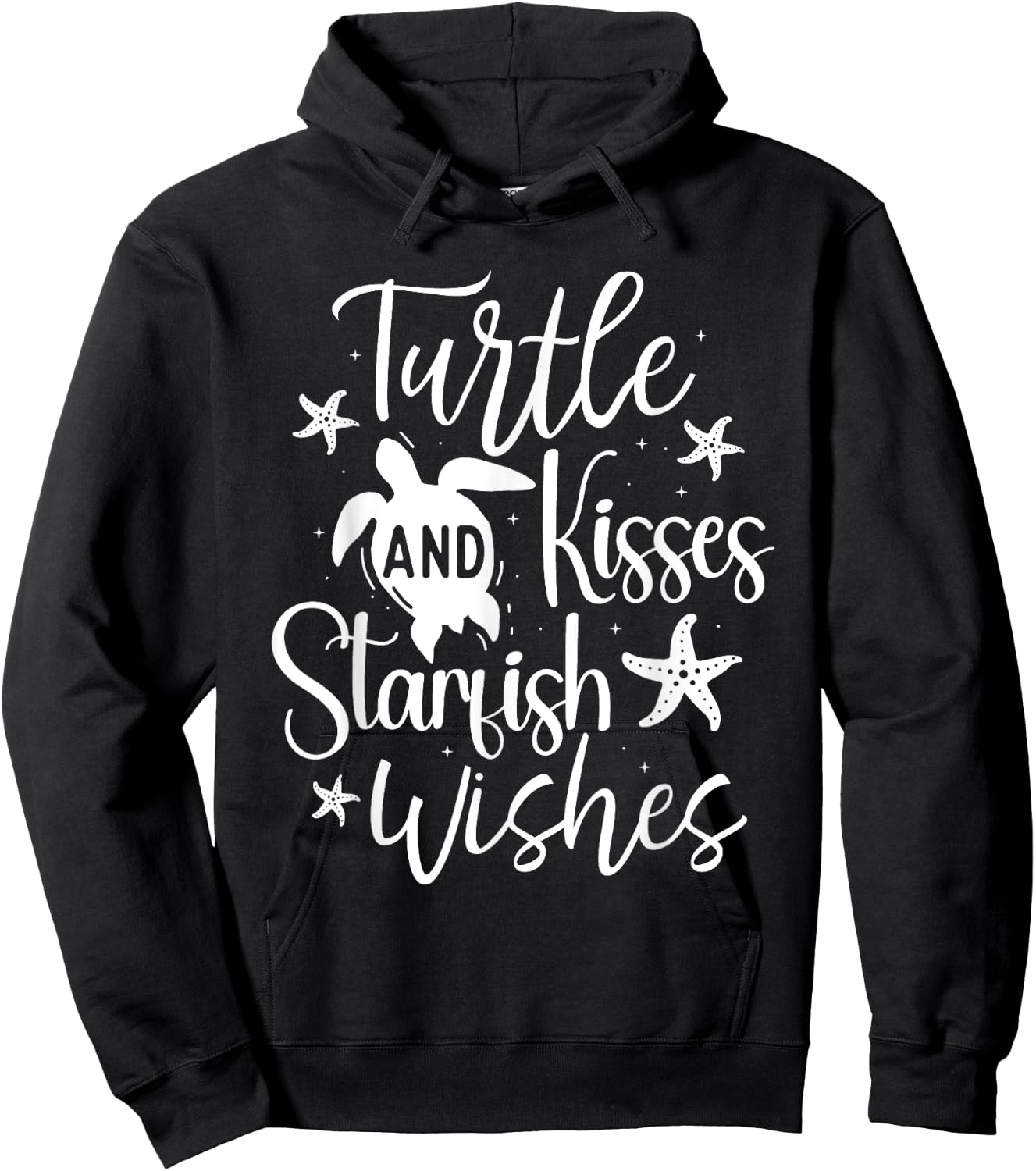 Turtle And Kisses Starfish Wishes - Wildlife Cute Tortoise Hoodie - Hoodie | Black