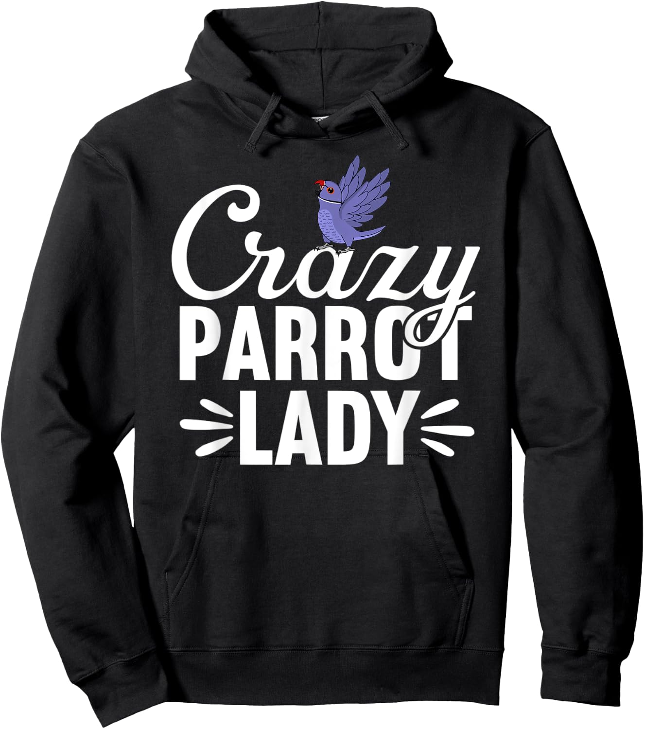Crazy Parrot Lady | Violet Indian Ringneck Hoodie - Hoodie | Black