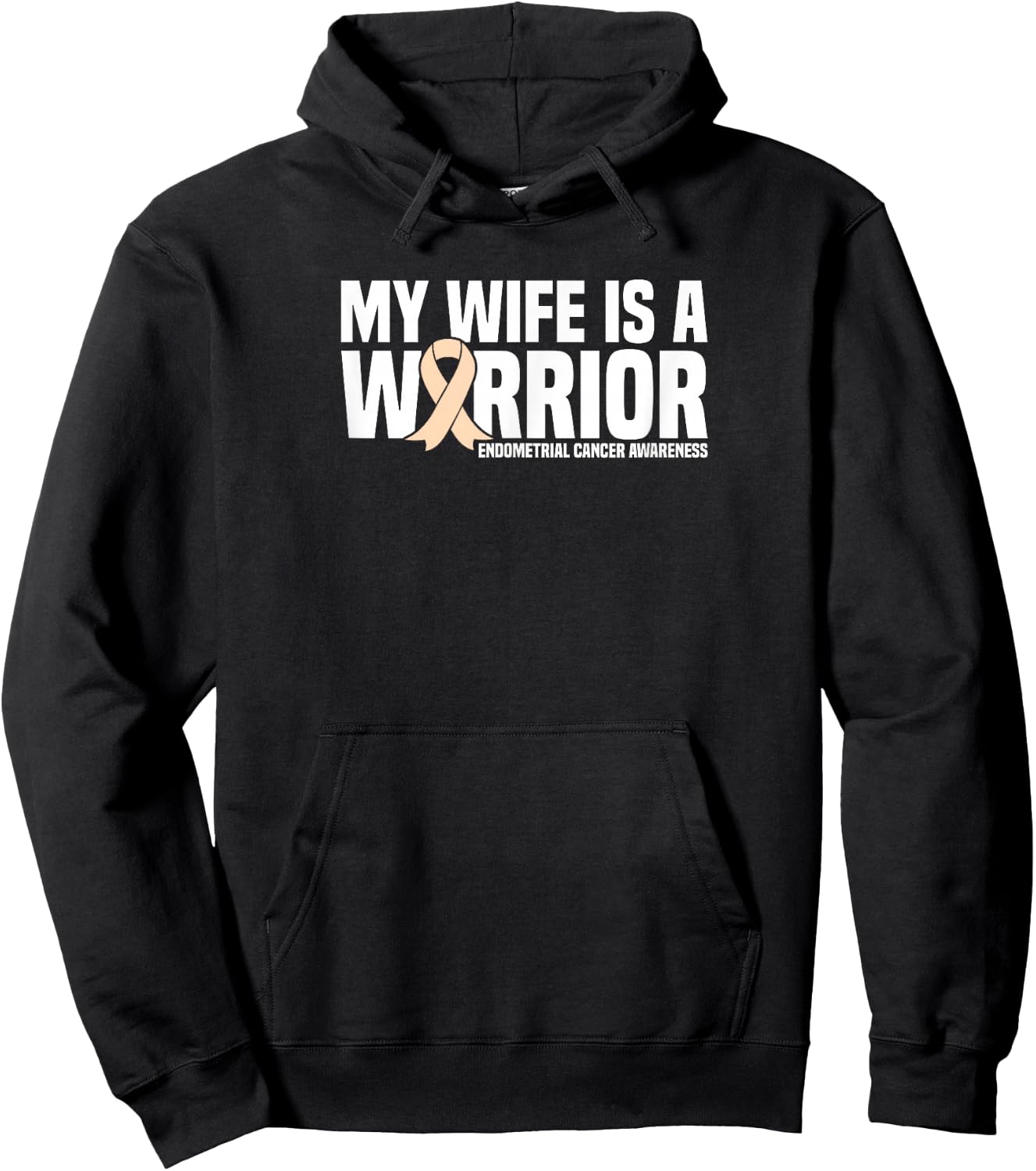 My Wife is a Warrior Endometrial Cancer Awareness Hoodie - Hoodie | Black
