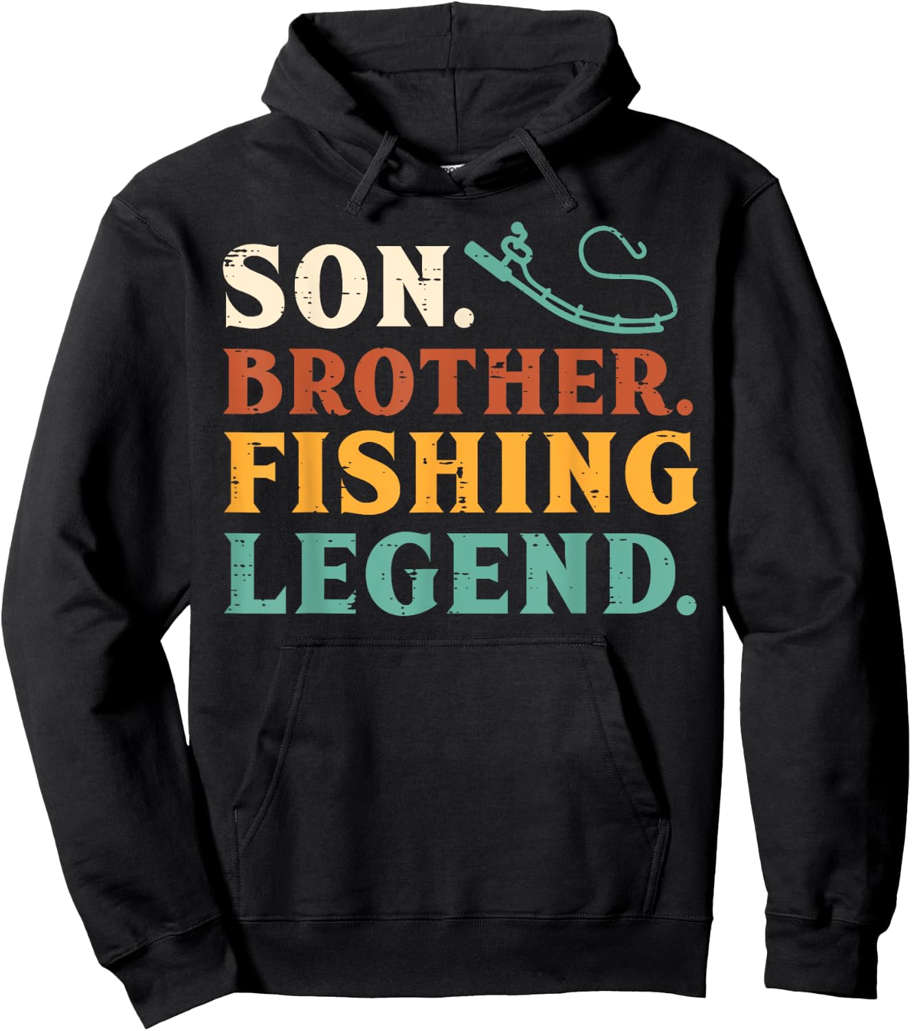 Son Brother Fishing Legend Family Fisherman Boys Kids Men Hoodie - Hoodie | Black