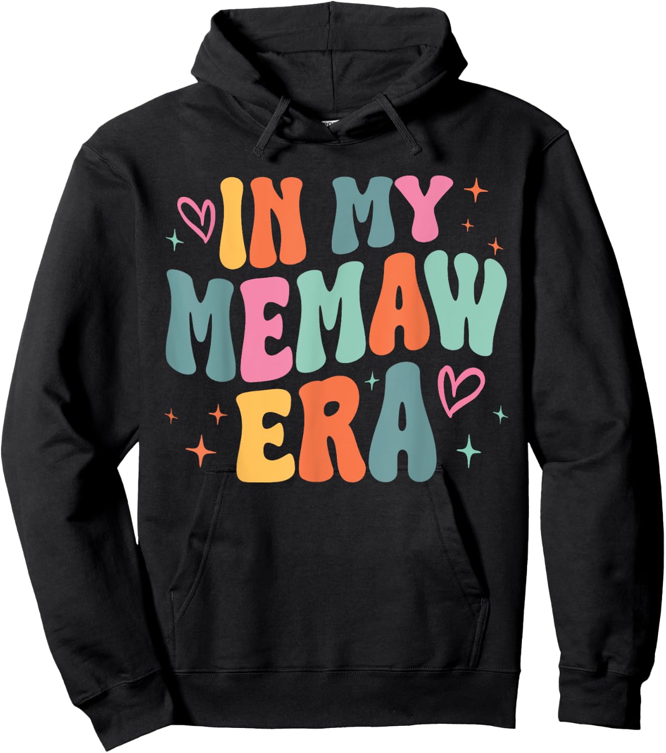 Retro Groovy In My Memaw Era Funny Family Matching Hoodie - Hoodie | Black