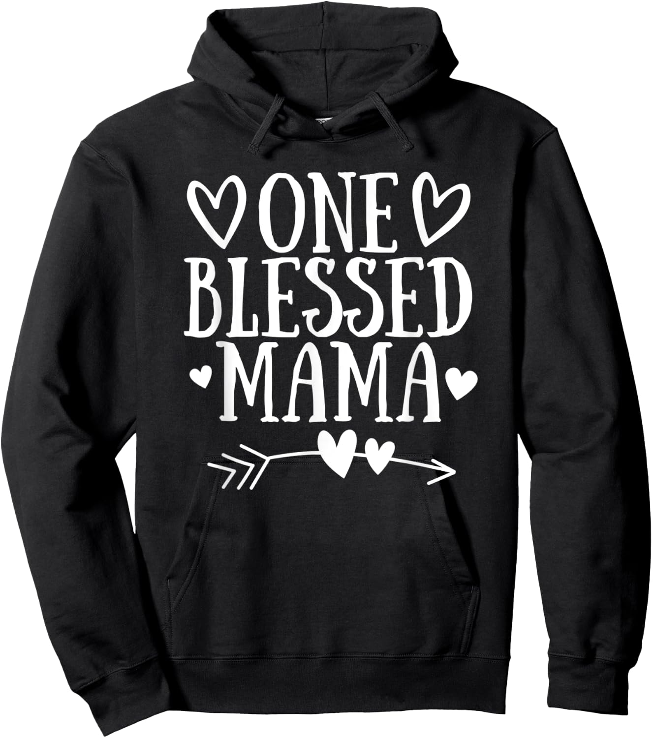 One Blessed Mama Mothers Day Heart Arrow Grandma Momma Hoodie - Hoodie | Black