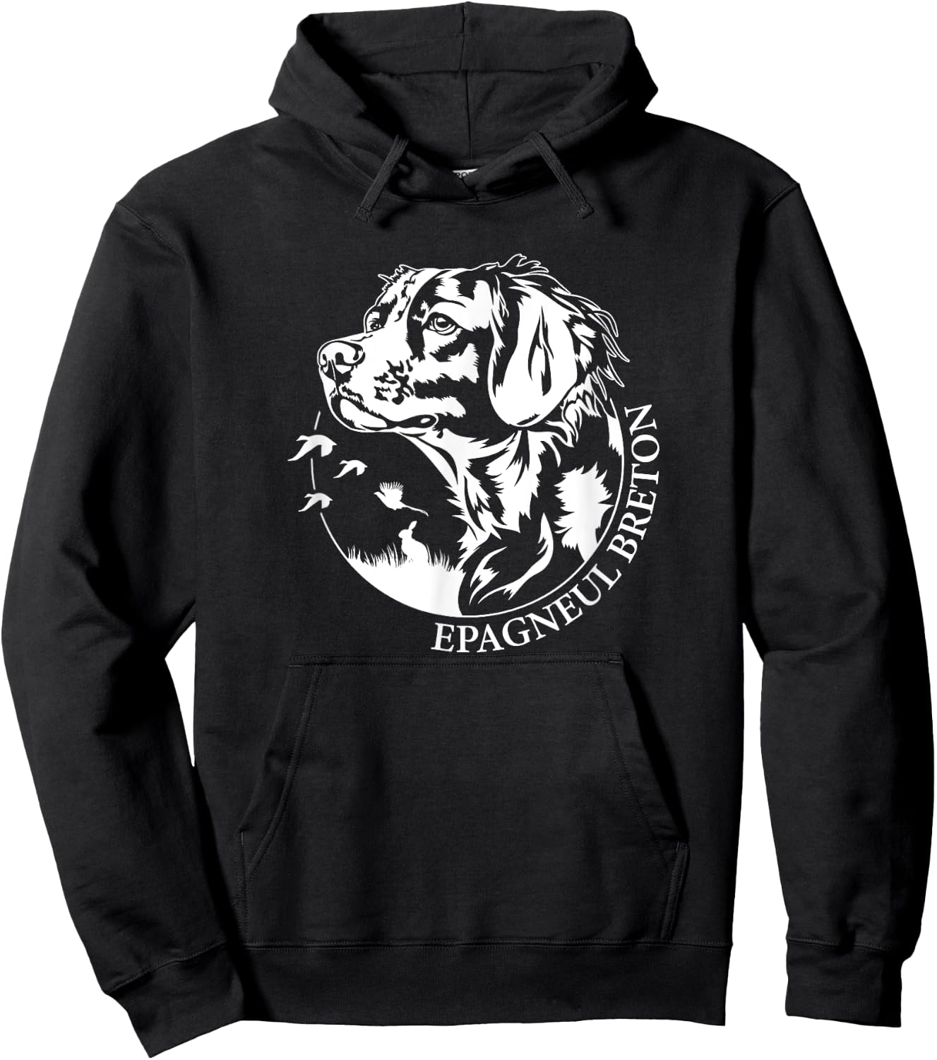 Breton Spaniel Hunting Dog Portrait Hunting Dog , Black, S Hoodie - Hoodie | Black