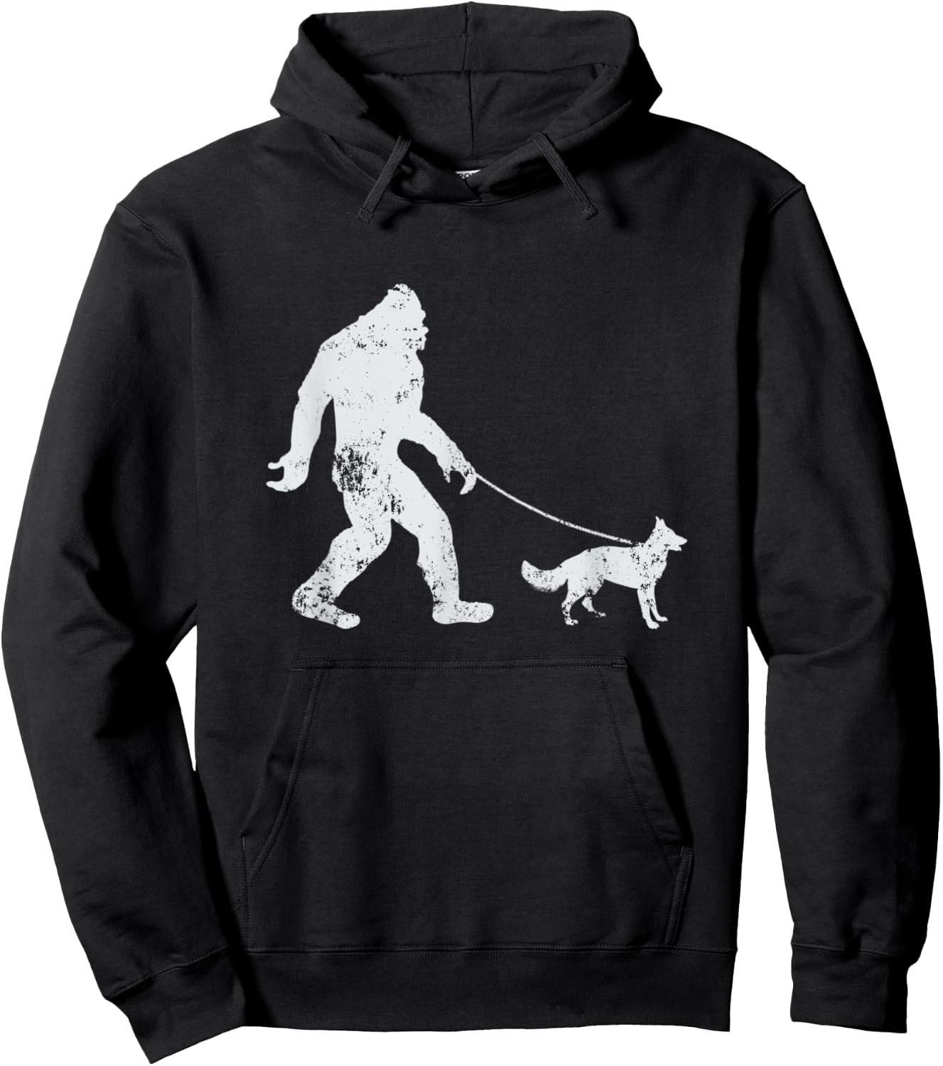 Bigfoot walking German Shepherd Funny Sasquatch Hoodie - Hoodie | Black