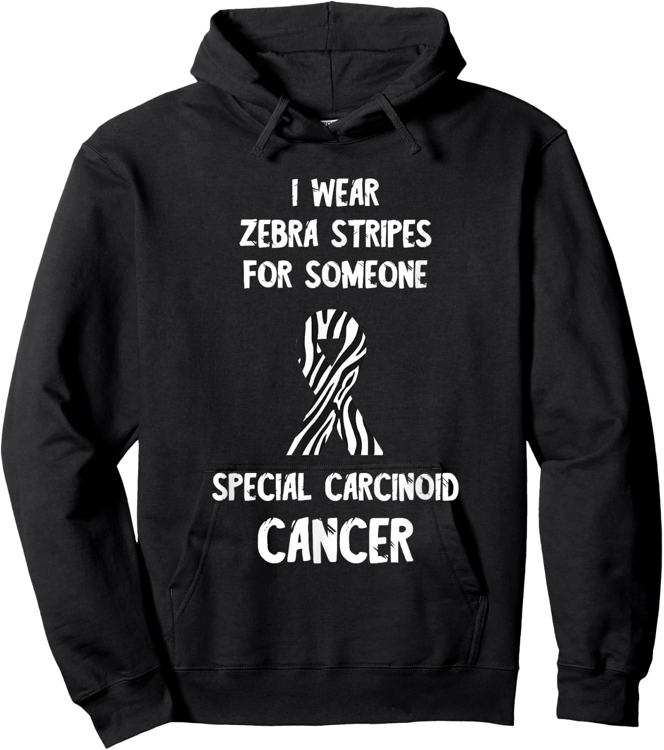 Carcinoid Cancer Awareness Zebra Stripes Neuroendocrine Hoodie - Hoodie | Black