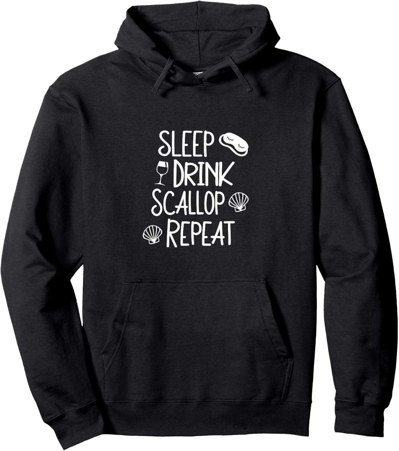 Sleep Drink Scallop Repeat Scalloping Hoodie - Hoodie | Black