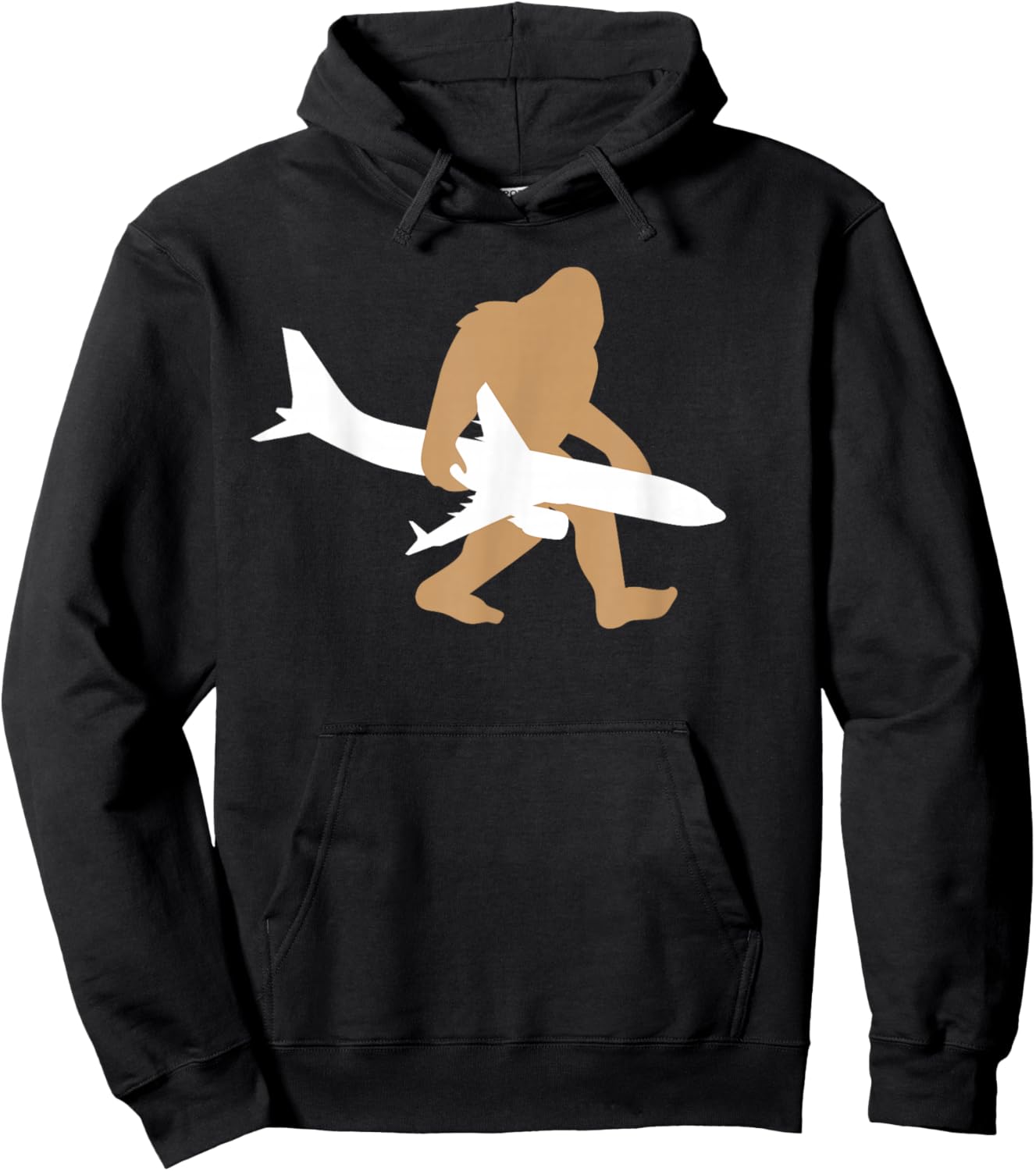Funny Bigfoot Airplane Shirt, Cute Pilot Sasquatch Gift Hoodie - Hoodie | Black