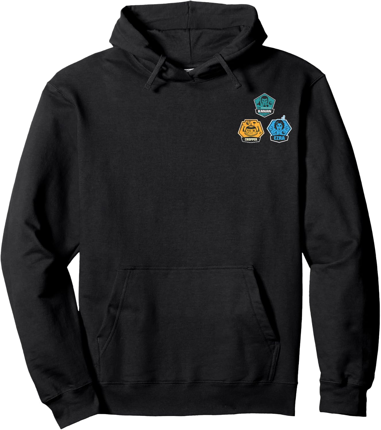 Star Wars Rebels Character Faces Small Pocket Badges Hoodie - Hoodie | Black