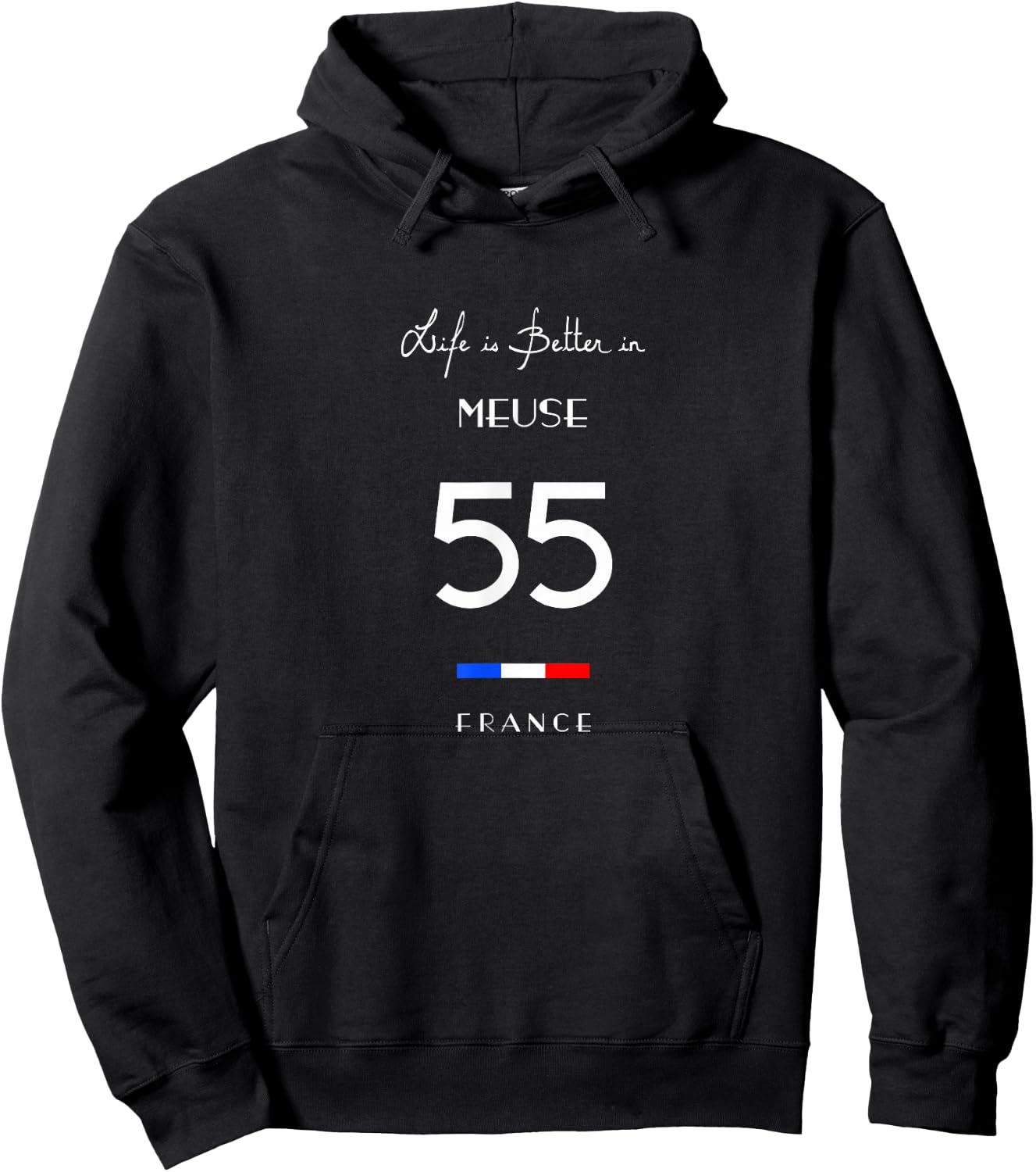 Life is better at MEUSE Number 55 Lorraine Grand Est France , Black, S Hoodie - Hoodie | Black