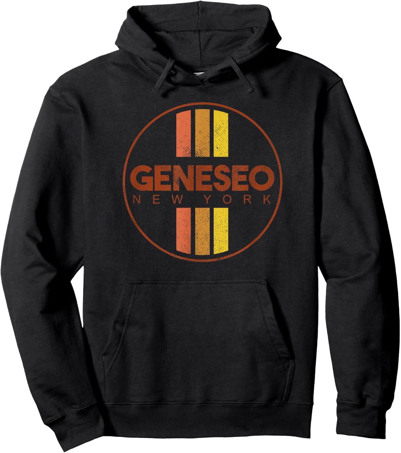 Retro Geneseo New York Vintage 80s Style Hoodie - Hoodie | Black