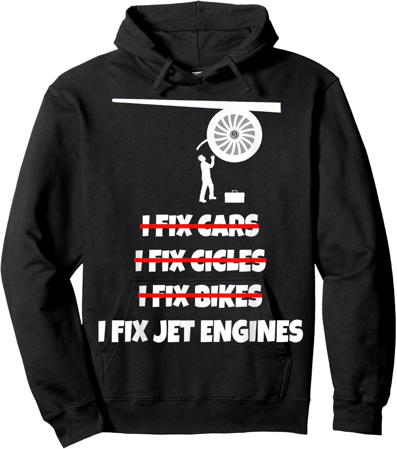 Jet Engine Picture Shirt Mechanic Airplane Technician Hoodie - Hoodie | Black