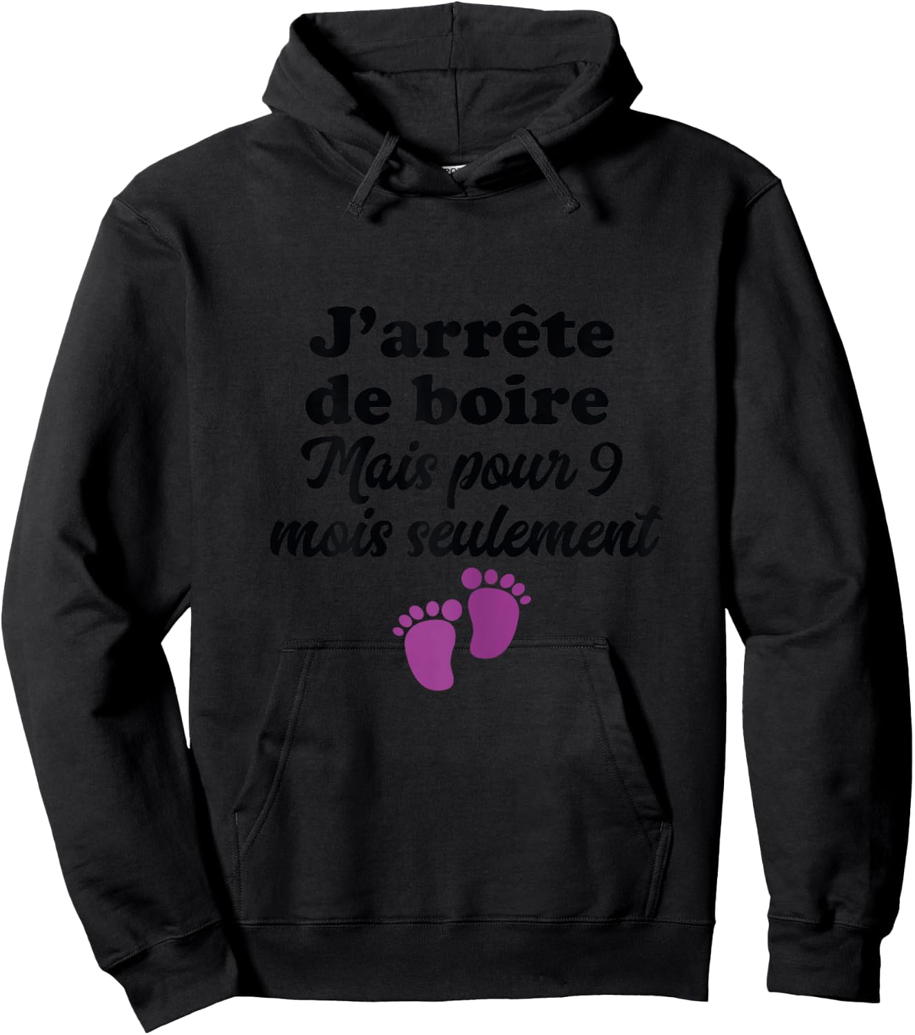 I Stop Drinking for 9 Months Pregnant Statement Woman , white, Female X-Small Hoodie - Hoodie | Black