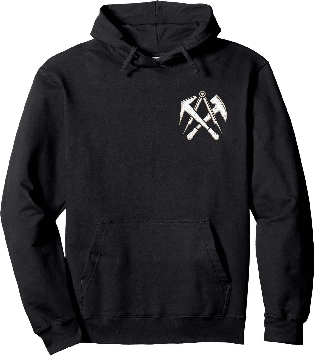 Roofer Craft Guild Sign with Tool on Chest , black Hoodie - Hoodie | Black