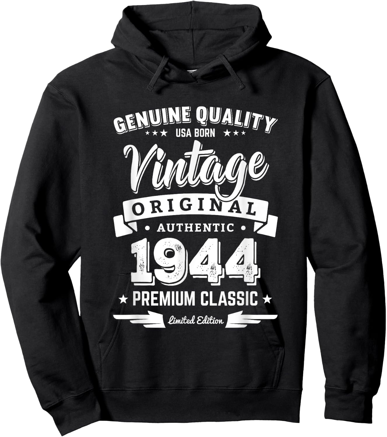 Born in 1944 Vintage Birthday - Made in 1944 Shirts Hoodie - Hoodie | Black