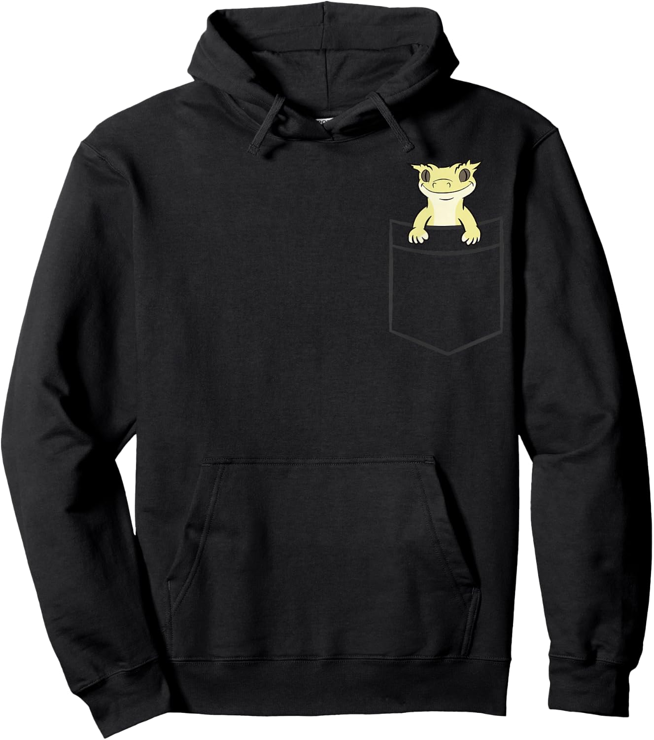 Crested Gecko In A Pocket Reptile Eyelash Gecko Hoodie - Hoodie | Black