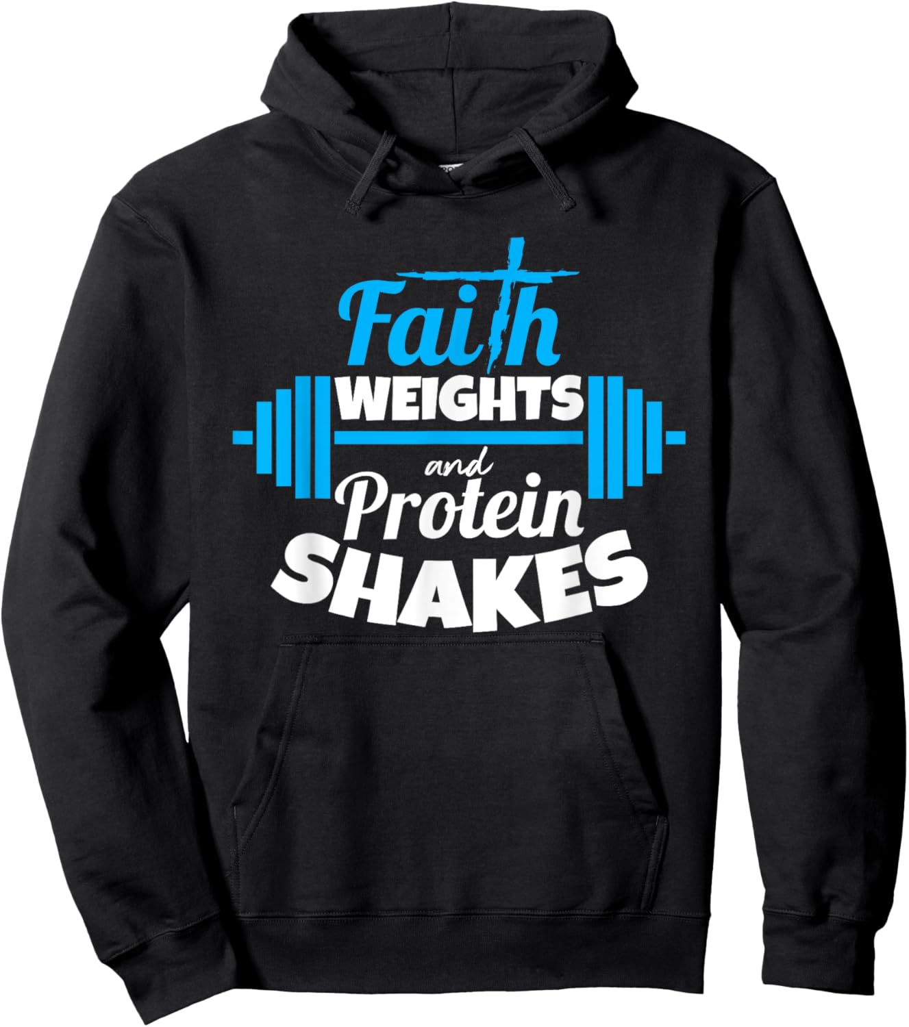 Faith weights And Protein Shakes Bodybuilder Christian Shirt Hoodie - Hoodie | Black