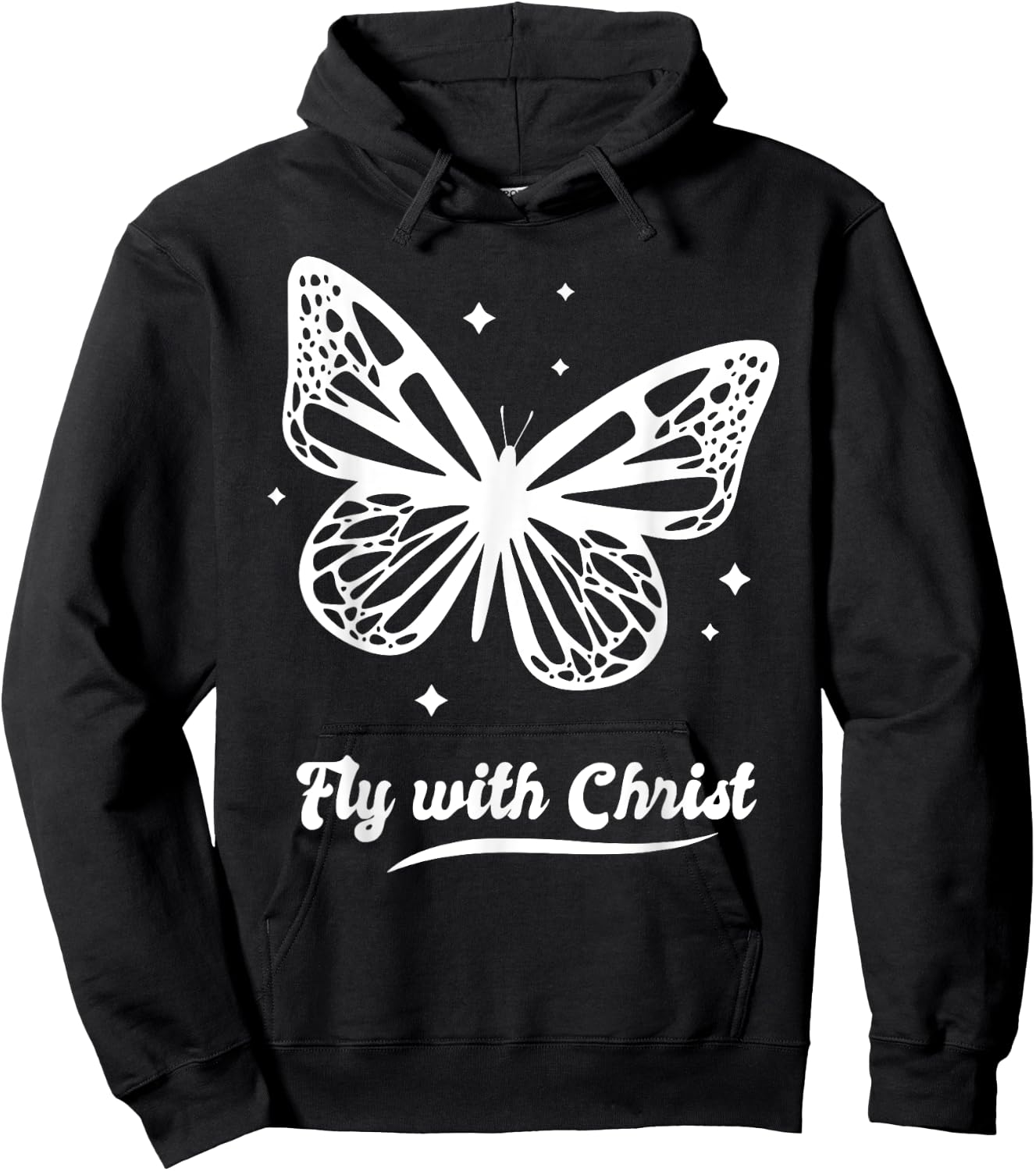 Fly with Christ Butterfly Butterflies Stars 90s Retro Hoodie - Hoodie | Black