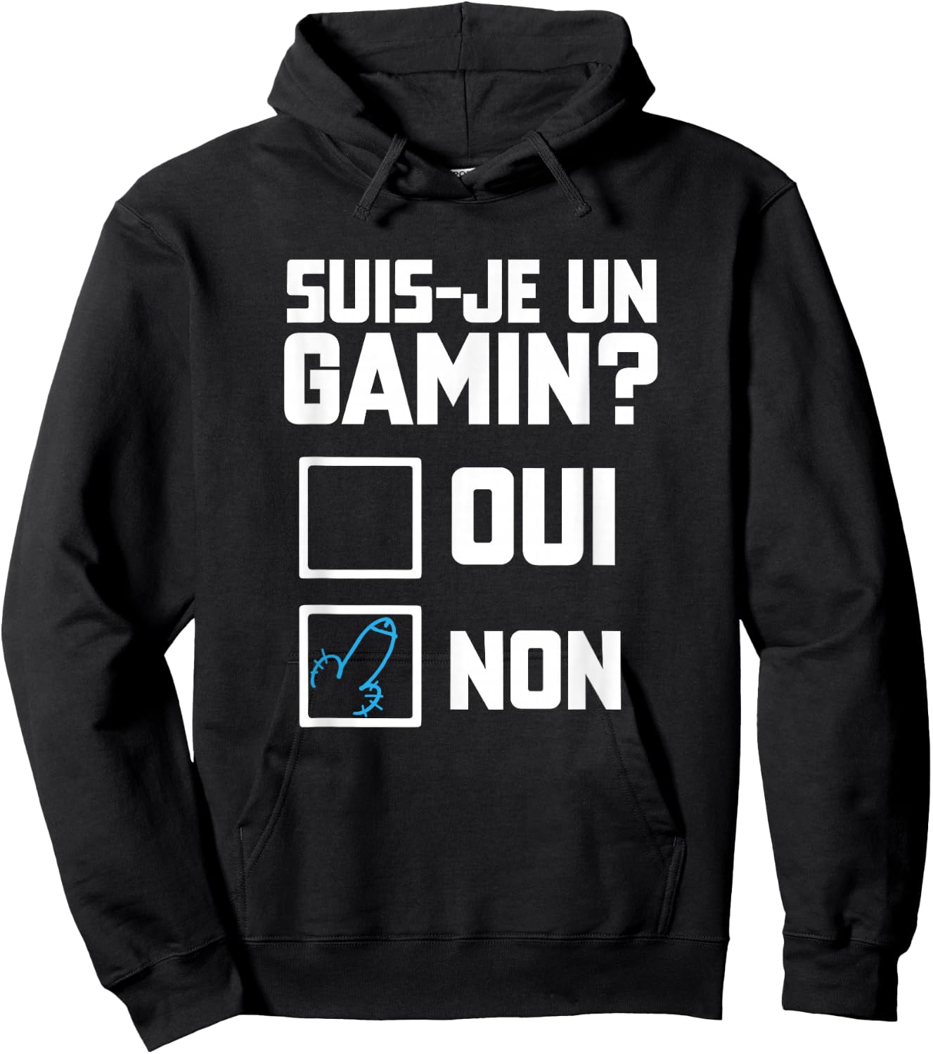 Suis je un gamin humour beautiful funny check box , Black, S Hoodie - Hoodie | Black