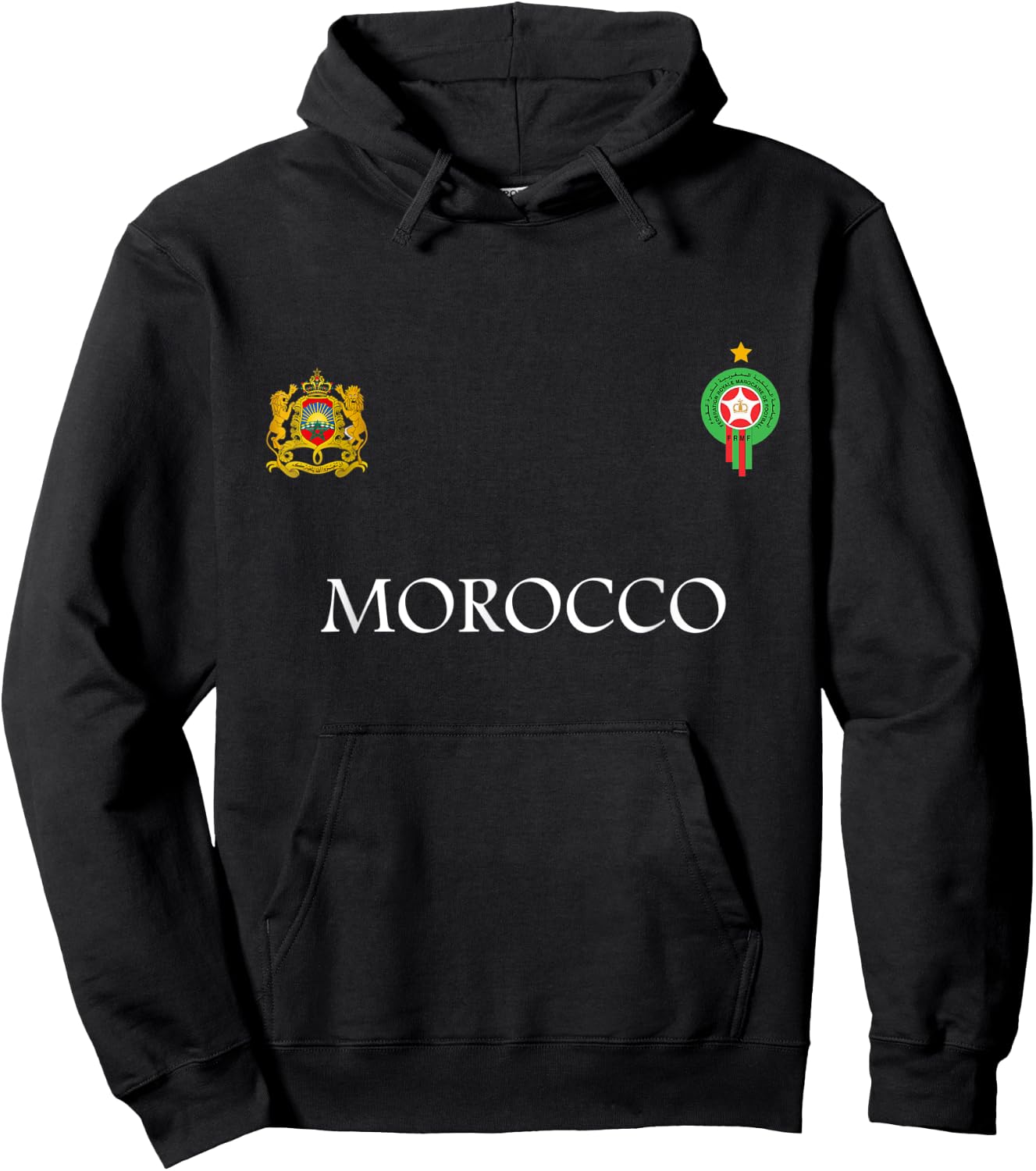 Marokko Flagge Vintage Stil Retro Marokko Fußball Marokko Hoodie - Hoodie | Black