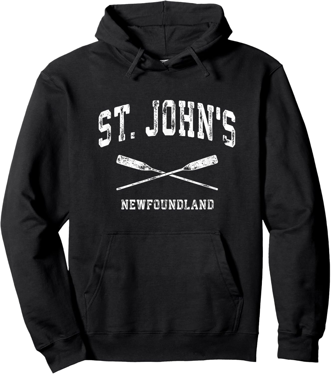 St. John's Newfoundland Vintage Nautical Crossed Oars Hoodie - Hoodie | Black