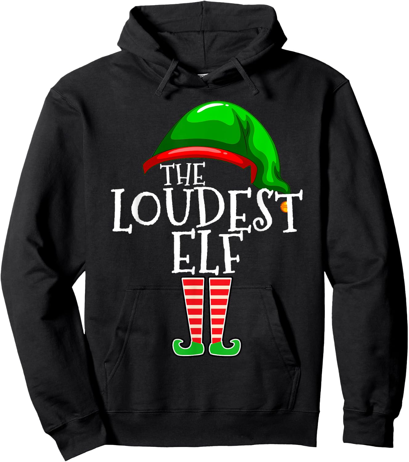 Loudest Elf Group Matching Family Christmas Loud Funny Hoodie - Hoodie | Black