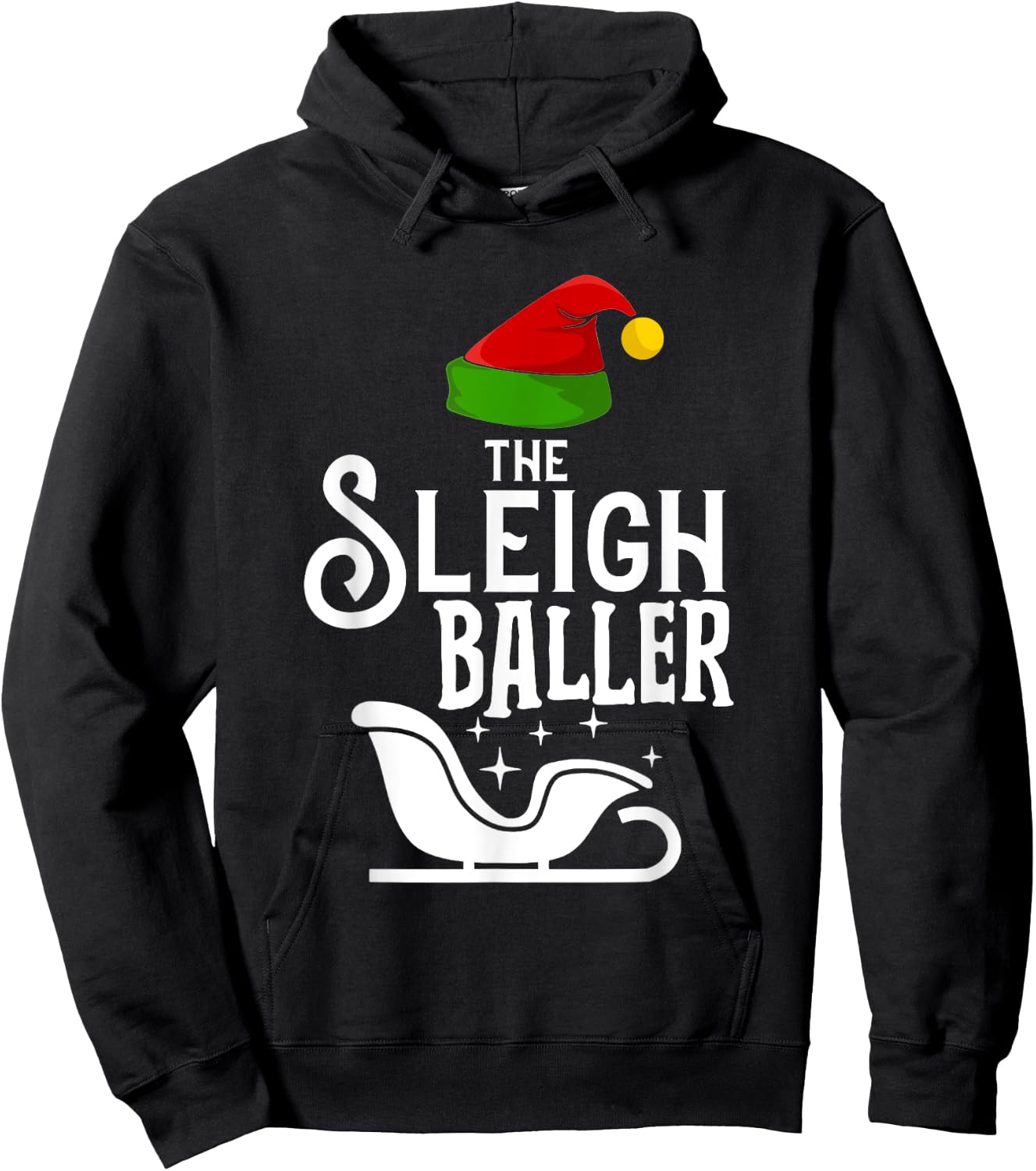 The Sleigh Baller Christmas Holidays Funny Family Matching Hoodie - Hoodie | Black