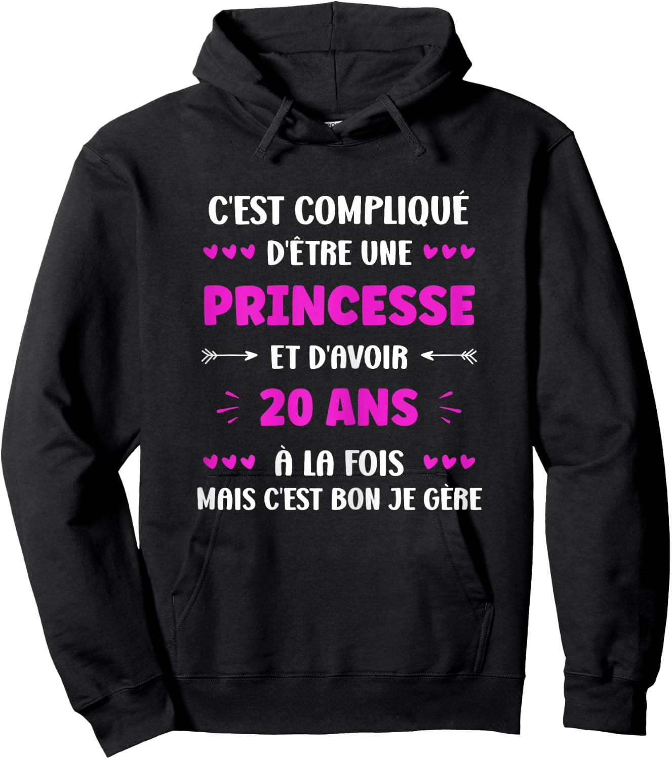 Girl 20 Years Teen Humor Princess Birthday 20 Years , Black Hoodie - Hoodie | Black