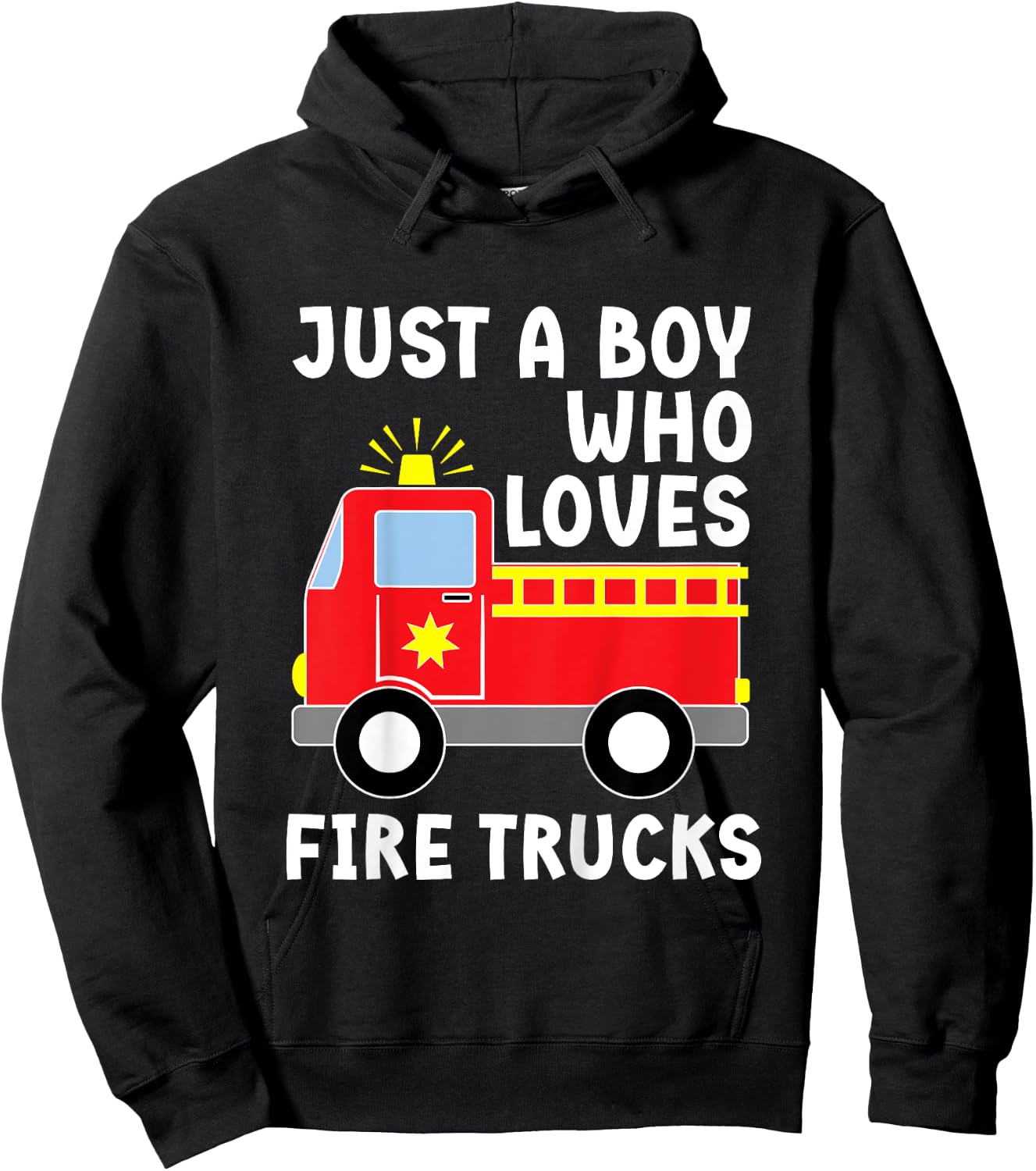 Kids Firefighter Toddler Just A Boy Who Loves Fire Trucks Hoodie - Hoodie | Black
