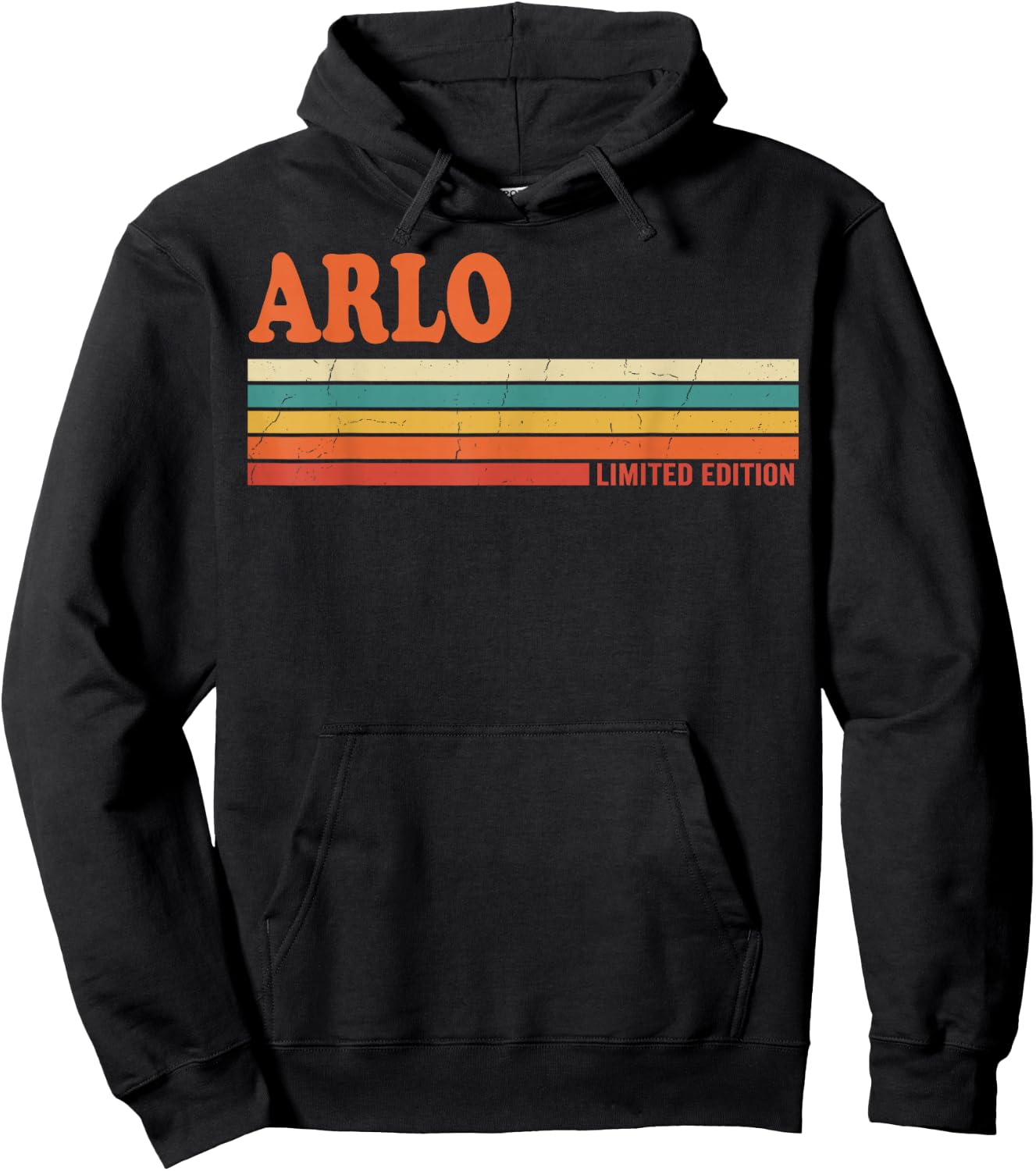 ARLO Retro Personalized First Name Vintage Stripes Hoodie - Hoodie | Black