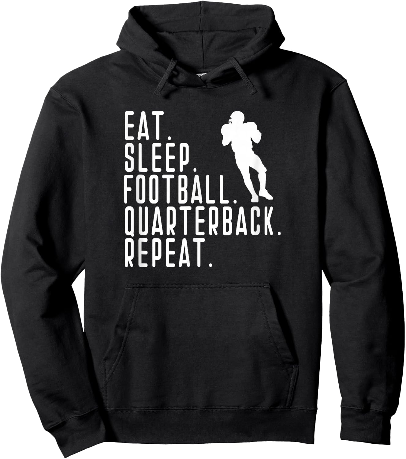 Eat Sleep Quarterback QB Player Funny Graphic Saying Repeat Hoodie - Hoodie | Black
