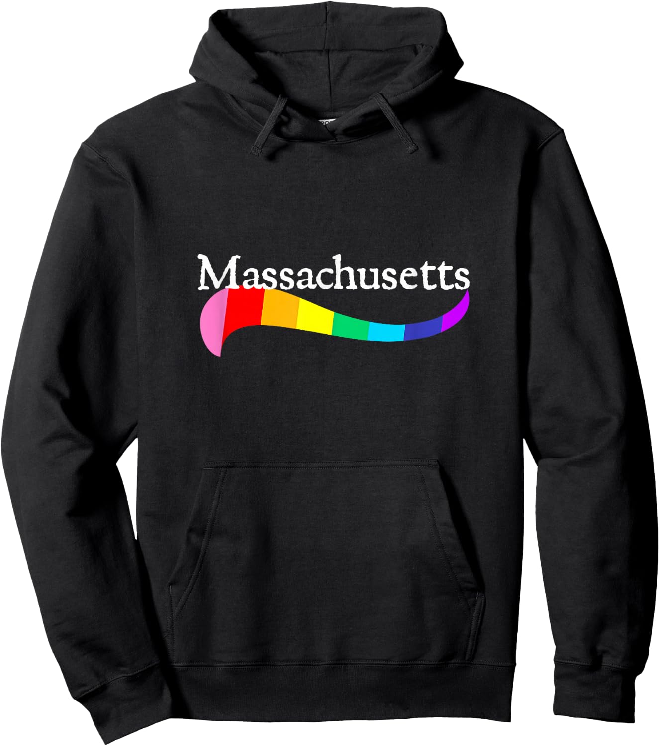 Happy Massachusetts LGBTQ Rainbow Logo Gay Pride Parade Love Hoodie - Hoodie | Black